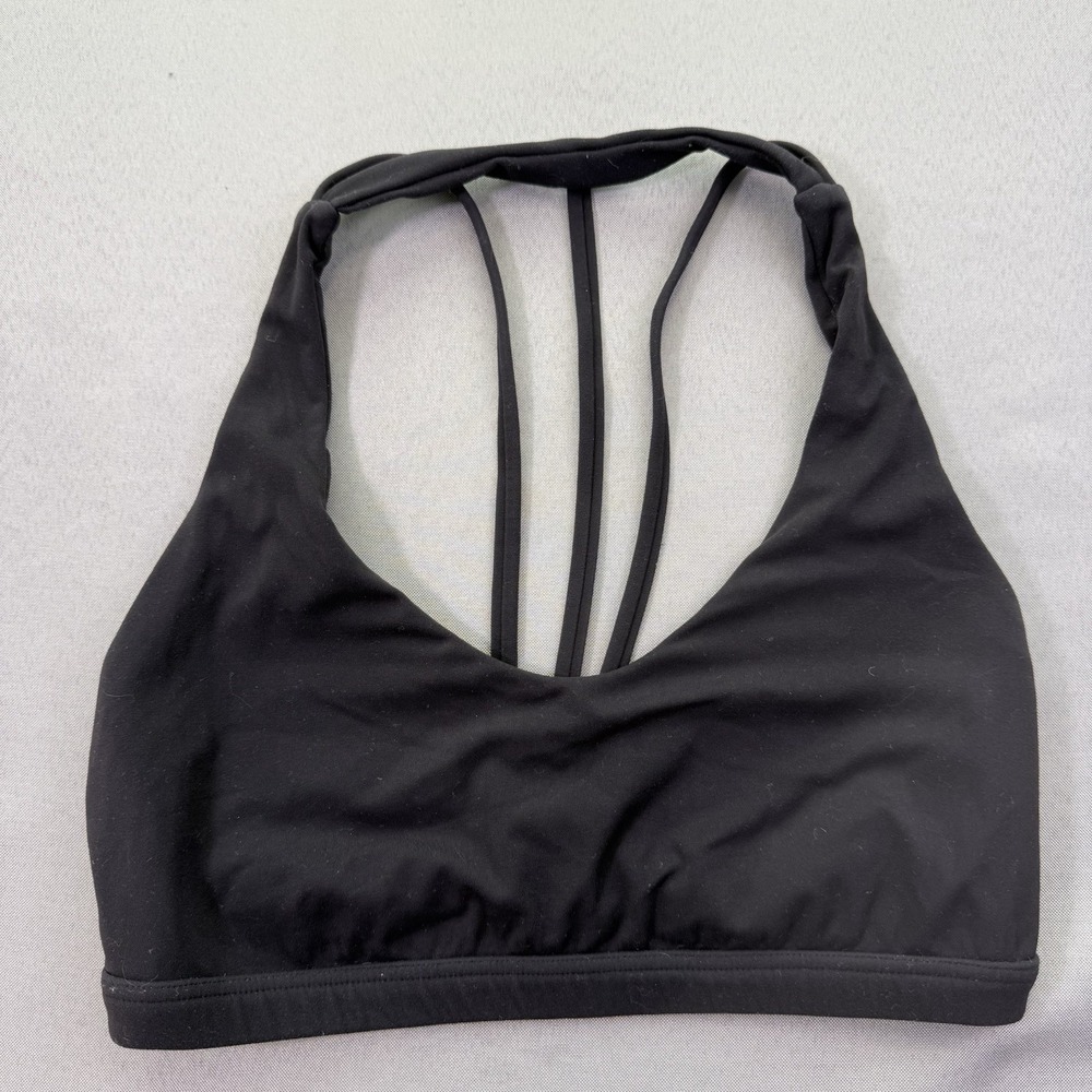 Buff Bunny Collection Women's M Medium Black Strappy Back Sports Bra‎ Stretch